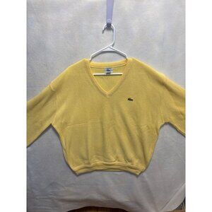 Izod Lacoste XL V-Neck Sweater Yellow Acrylic Crocodile Logo